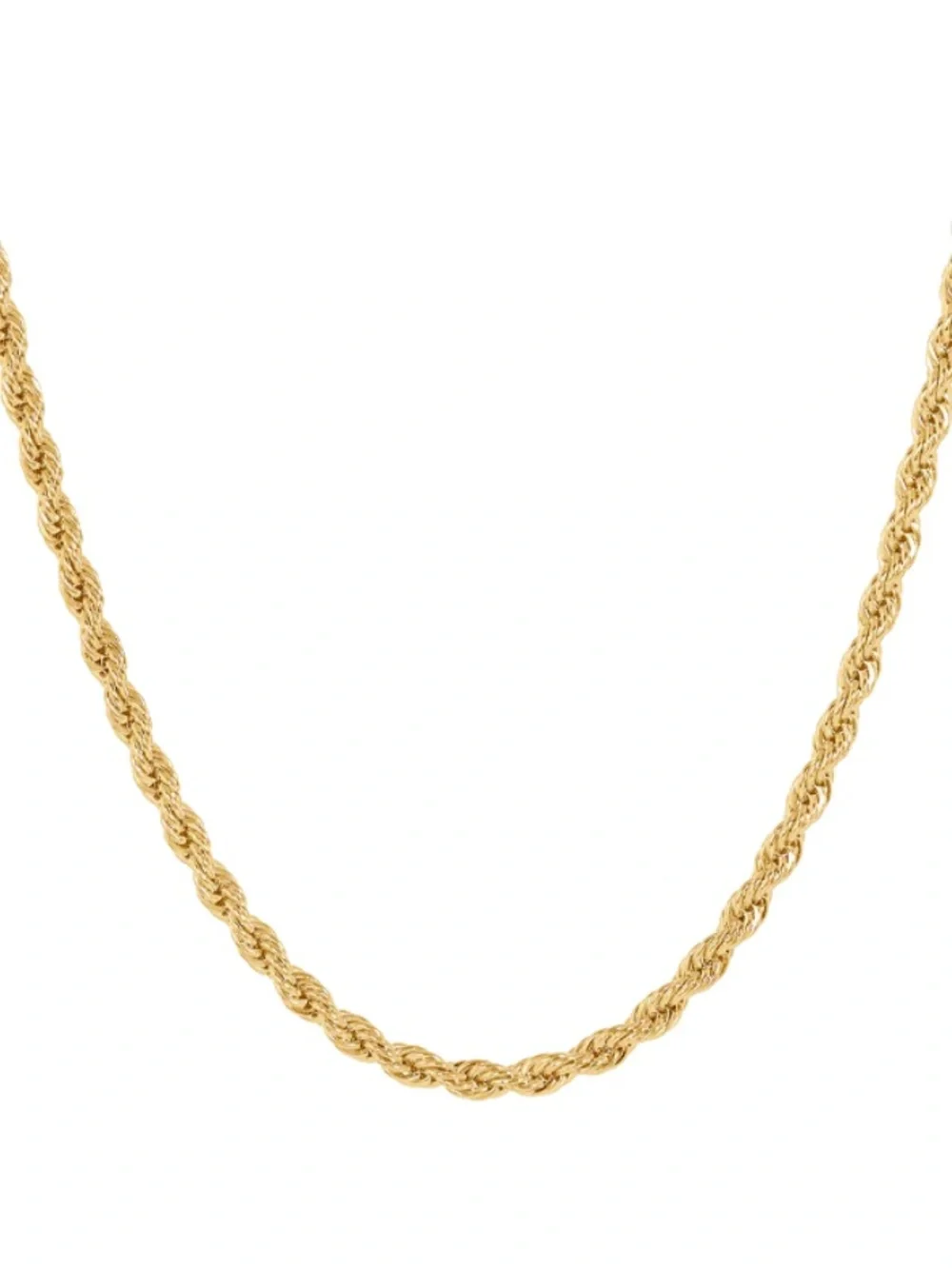 Lifetime Jewelry Layered 24k Gold Plate Rope Chain Necklace - 18” End-End Length